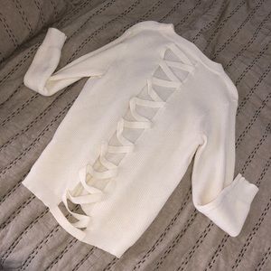 White open back sweater